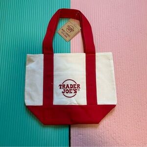 Trader Joe's Mini Canvas Tote Bag - Red BRAND NEW